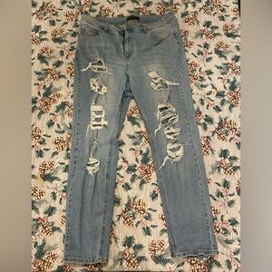 Distressed Forever21 Straight-Cut Jeans